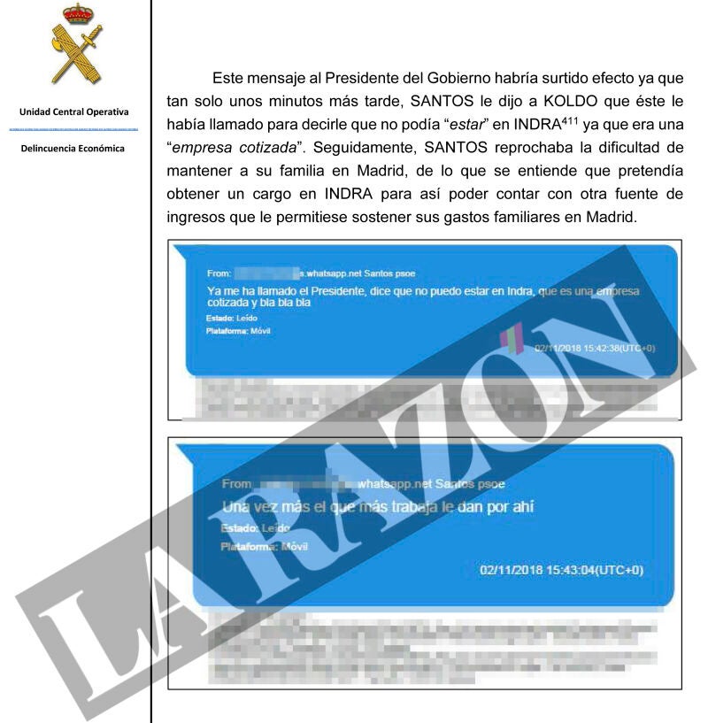 Mensajes informe UCO
