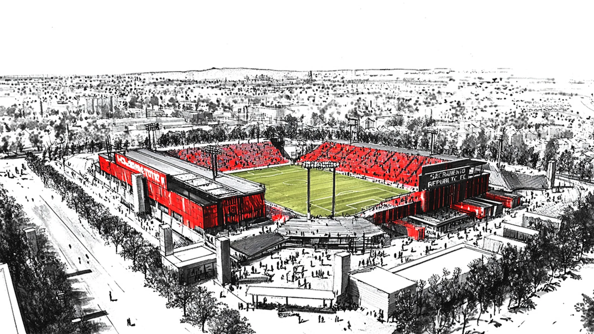 Ilustración del futuro estadio de Sacramento Republic FC