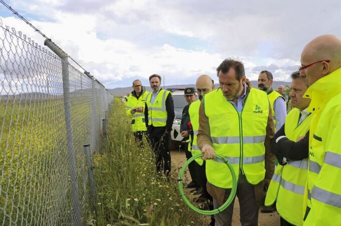 El ministro de Transportes y Movilidad Sostenible, Óscar Puente, se ha desplazado a Manzaneque (Toledo) para conocer sobre el terreno la dinámica y condición de los cortes de cable sufridos en la tarde de ayer en la línea de alta velocidad Madrid-Sevilla. Puente ha asegurado que "la hipótesis más posible es la voluntad deliberada de causar un daño en esta vía". 