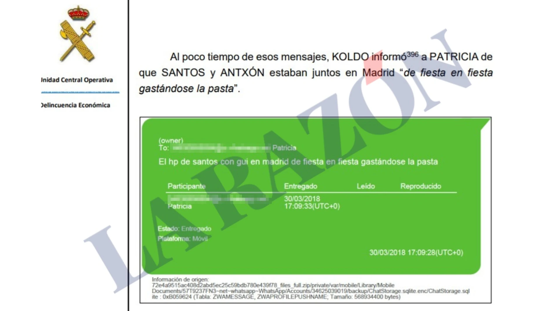 La conversación de Koldo donde menciona las fiestas de Santos Cerdán con el constructor clave