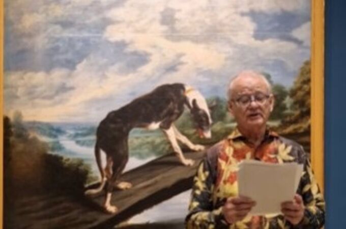 Bill Murray interpreta en el Prado un texto frente a la obra 'Fábula del perro y la presa', de Paul de Vos