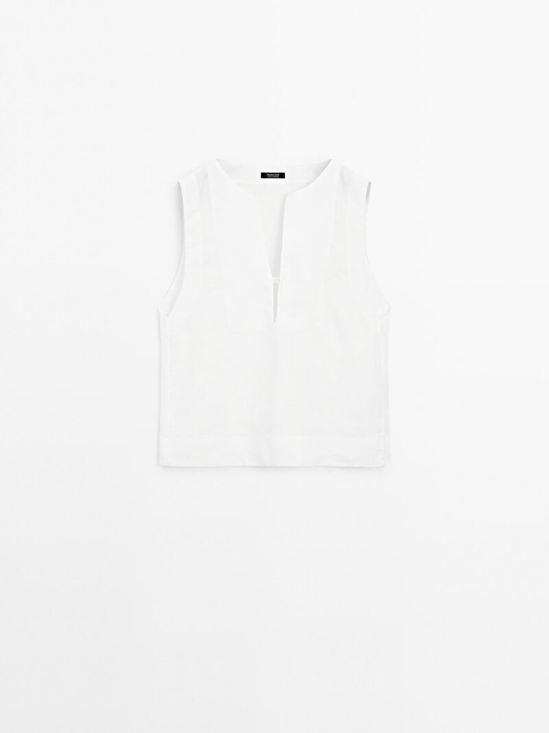 Blusa detalle costuras 100% lino.