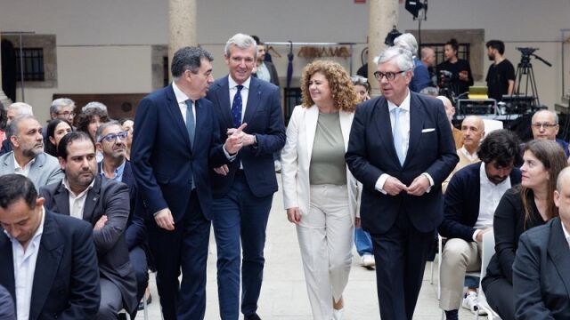 Rueda, hoy, en Compostela, durante un acto educativo. 