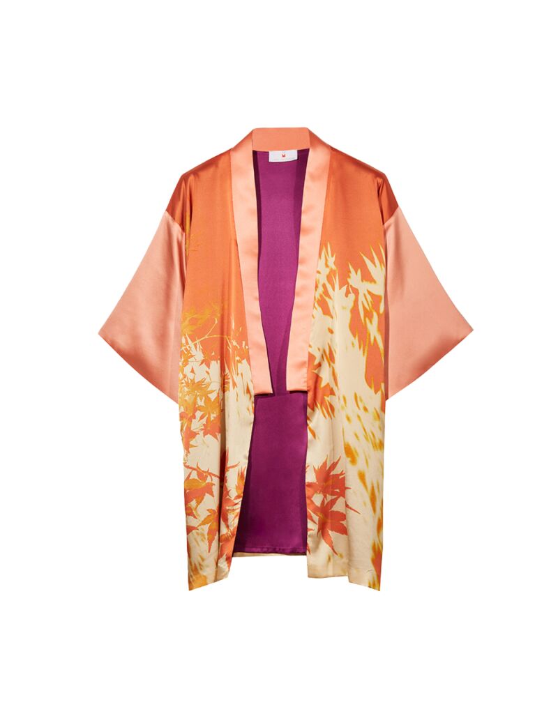 Kimono largo midi de seda natural.