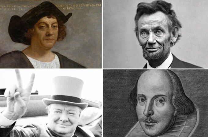 Cristóbal Colón, Abraham Lincoln, Winston Churchill y Williams Shakespeare
