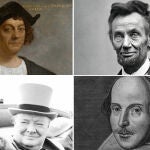 Cristóbal Colón, Abraham Lincoln, Winston Churchill y Williams Shakespeare