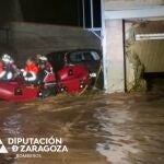 Sucesos.- Rescatadas 19 personas tras quedar aisladas por el agua tras las fuertes lluvias en Azuara y Letux (Zaragoza)