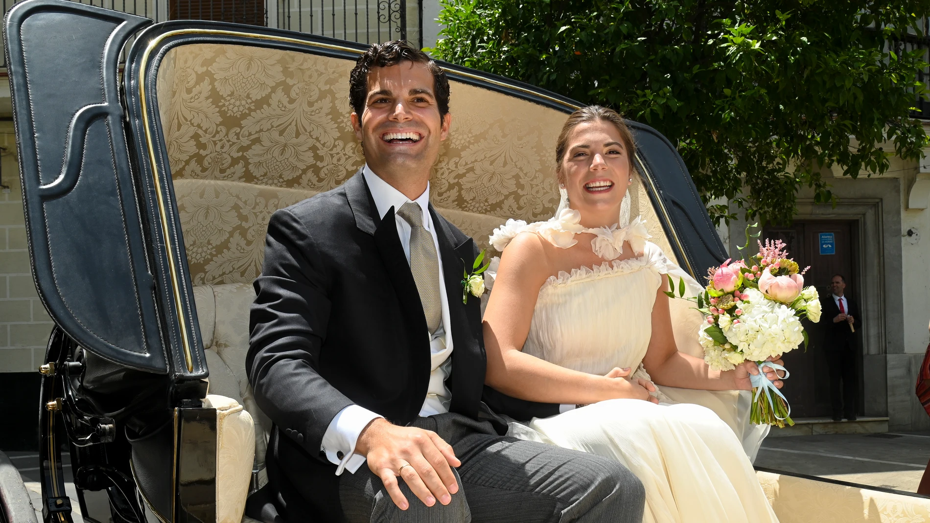 Leticia Fernández de Villavicencio en su boda con Piergiacomo Agostini en Jerez de la Frontera.