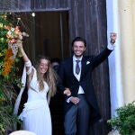 Belén Écija en su boda con Jaime Sánchez en Menorca.