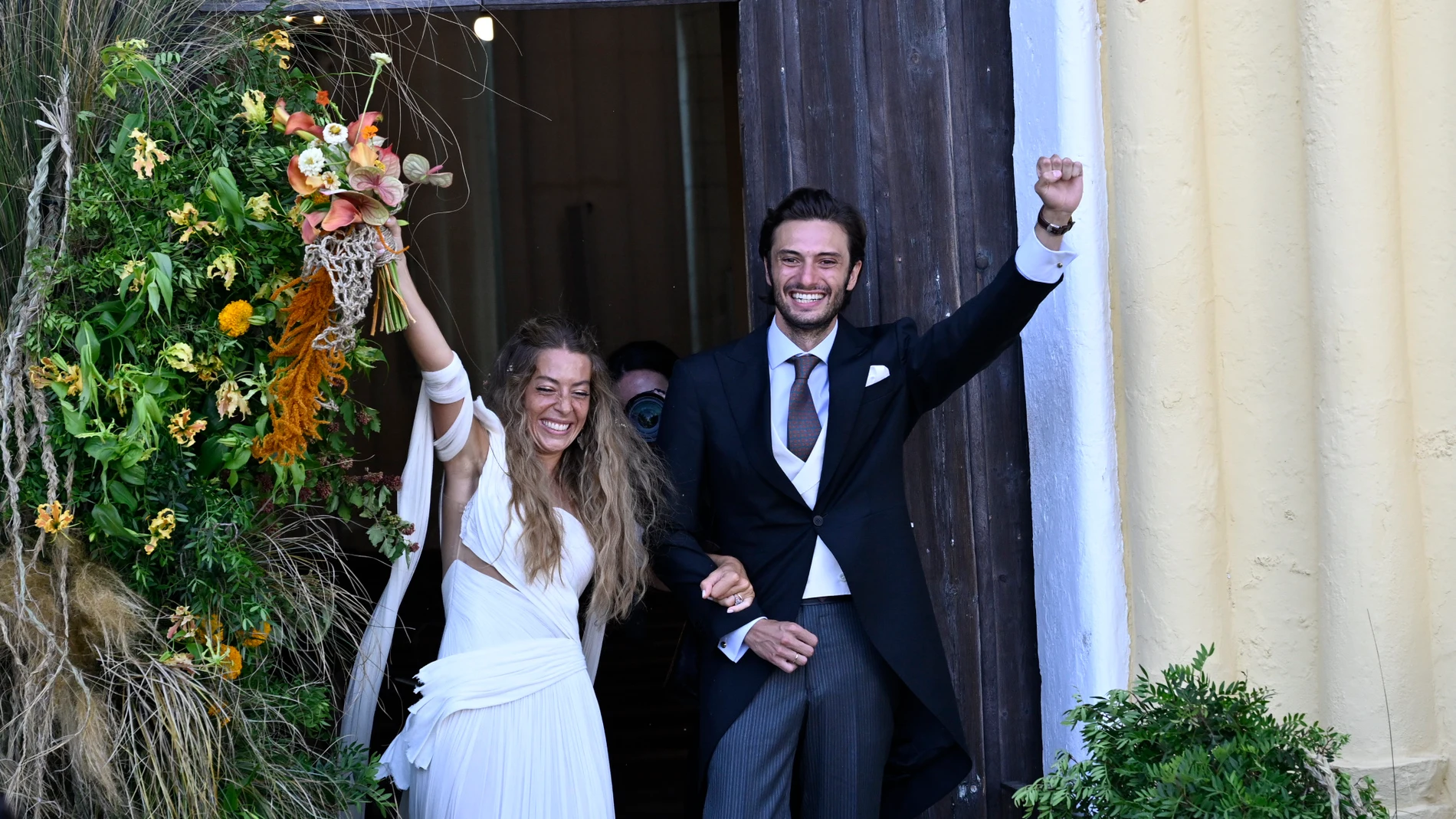 Belén Écija en su boda con Jaime Sánchez en Menorca.