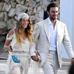 Belén Écija en su preboda con Jaime Sánchez en Menorca.