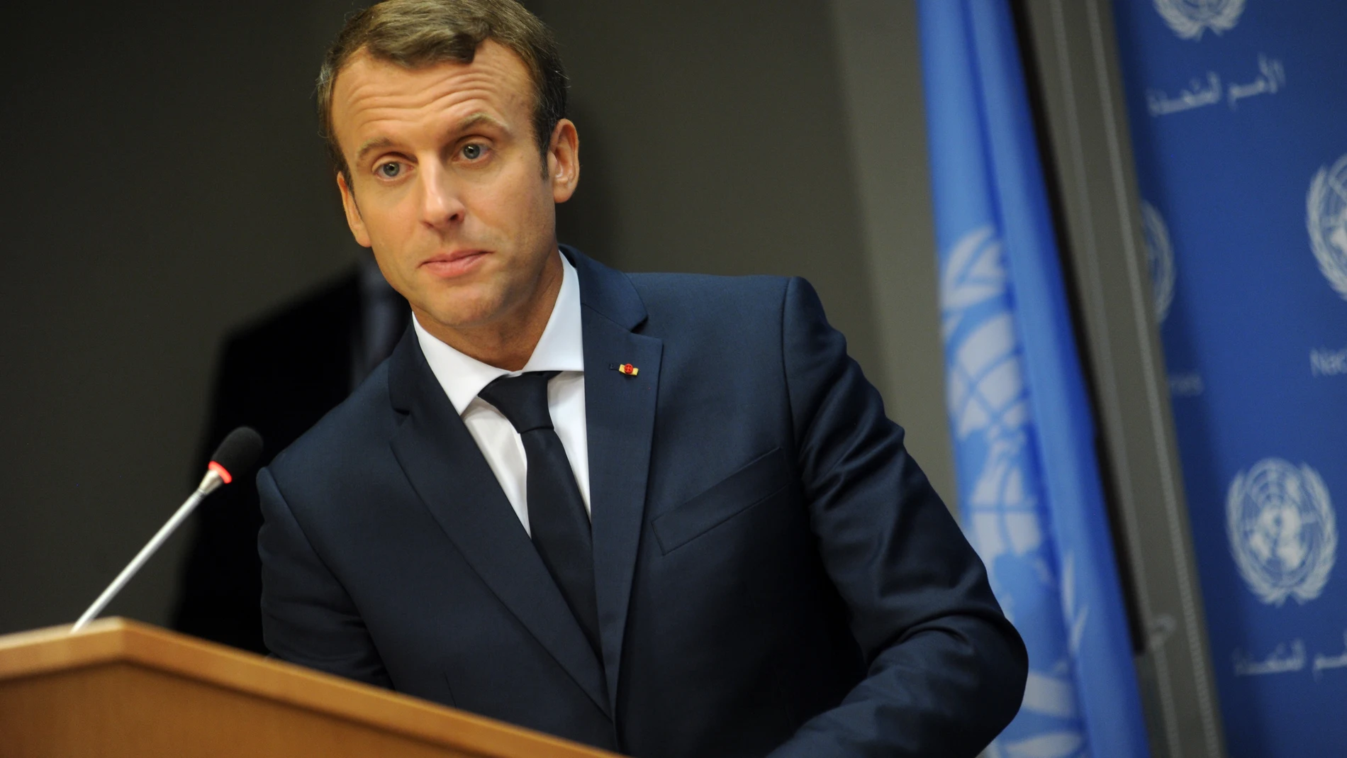 (Foto de ARCHIVO) September 20, 2017, Manhattan, New York, U.S.: NEW YORK, NY - SEPTEMBER 19: French President Emmanuel Macron speaks to world leaders at the 72nd United Nations General Assembly at UN headquarters in New York on September 19, 2017 in New York City. This is Trump's first appearance at the General Assembly where he addressed threats from Iran and North Korea among other global concerns...People: French President Emmanuel Macron Europa Press/Contacto/SMG 19/09/2017 ONLY FOR ...