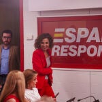 María Jesús Montero en la sede de Ferraz tras la reunión de la ejecutiva