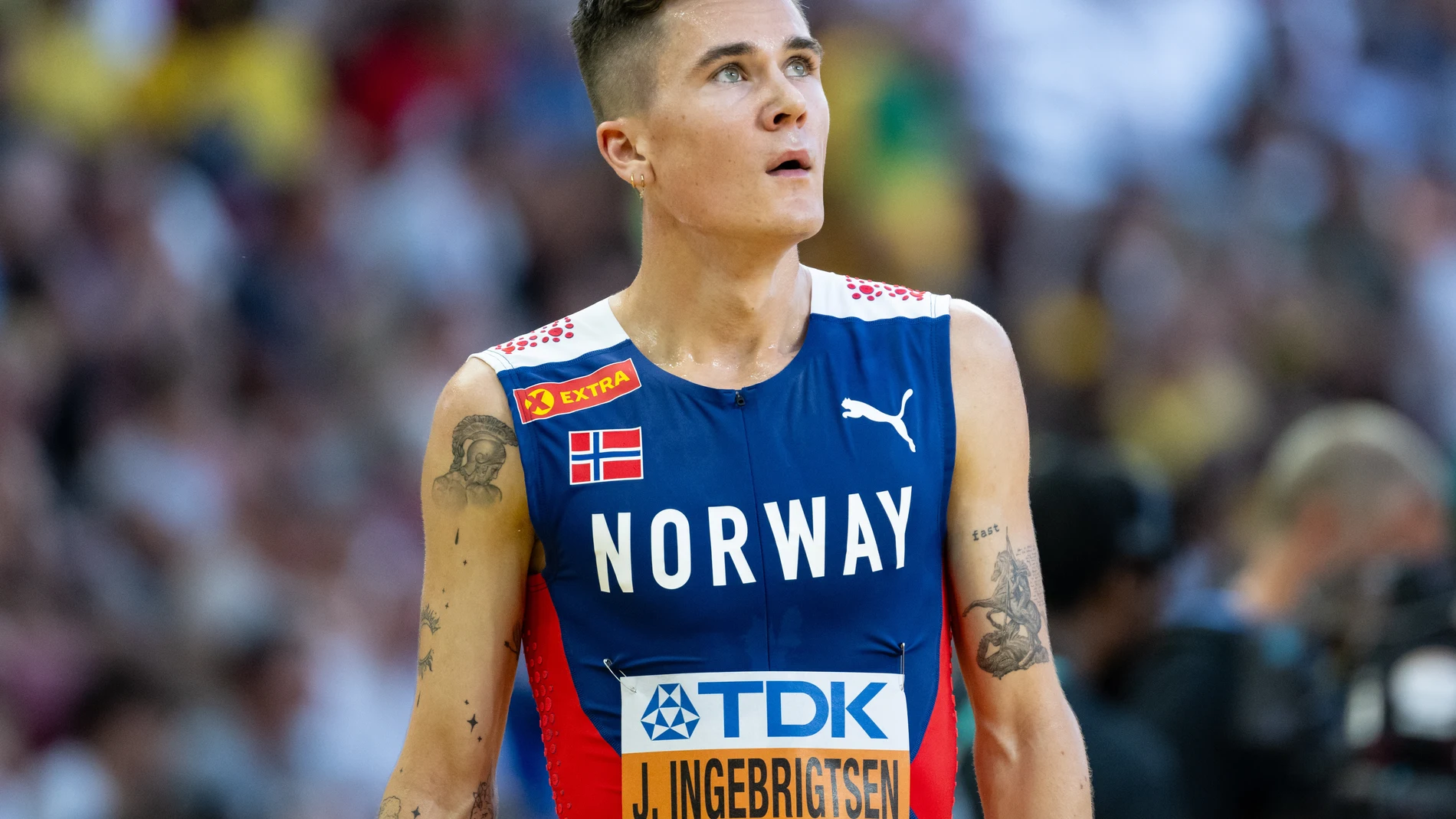 (Foto de ARCHIVO) FILED - 24 August 2023, Hungary, Budapest: Norway's Jakob Ingebrigtsen in action during the 5000 meter men's preliminary race of the World Championship at the National Athletics Center. The father and former coach of Norwegian running star Jakob Ingebrigtsen was on Monday cleared from charges of abusing the twice world and Olympic champion by a Norwegian court. Photo: Sven Hoppe/dpa 24/08/2023 ONLY FOR USE IN SPAIN