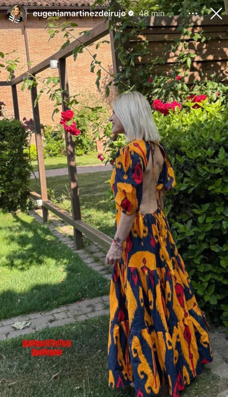 Eugenia Martínez de Irujo con vestido estampado.