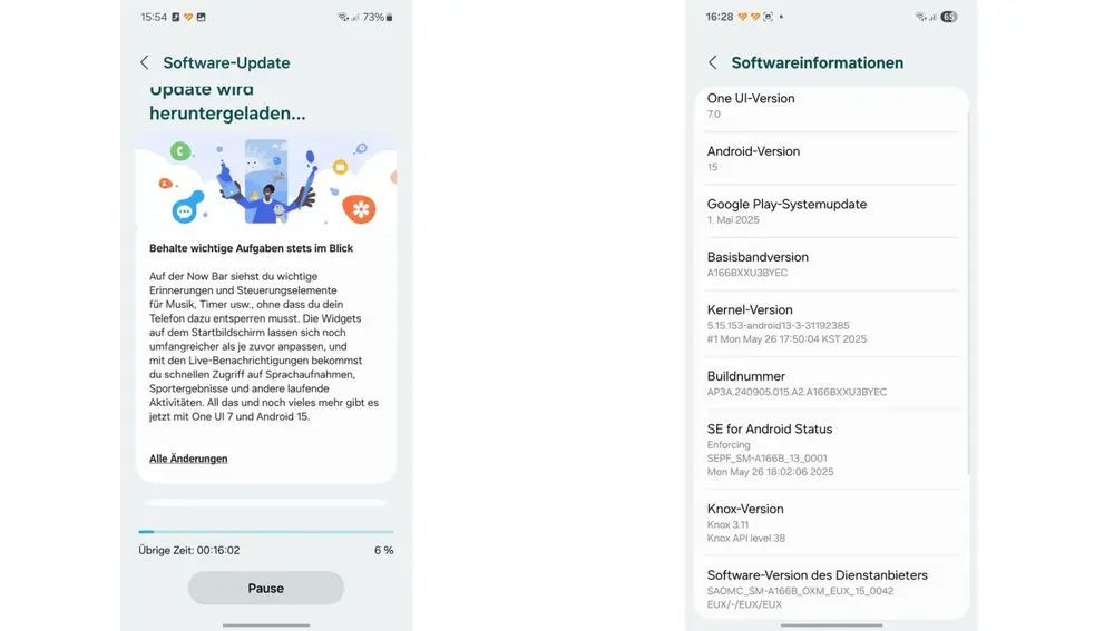 La actualización a One UI 7.0 en un Samsung Galaxy A16 5G