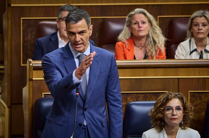 E presidente del Gobierno, Pedro Sánchez, hoy en el Congreso