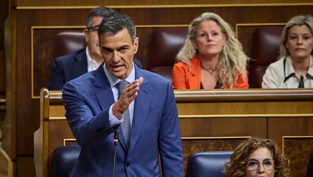 E presidente del Gobierno, Pedro Sánchez, hoy en el Congreso