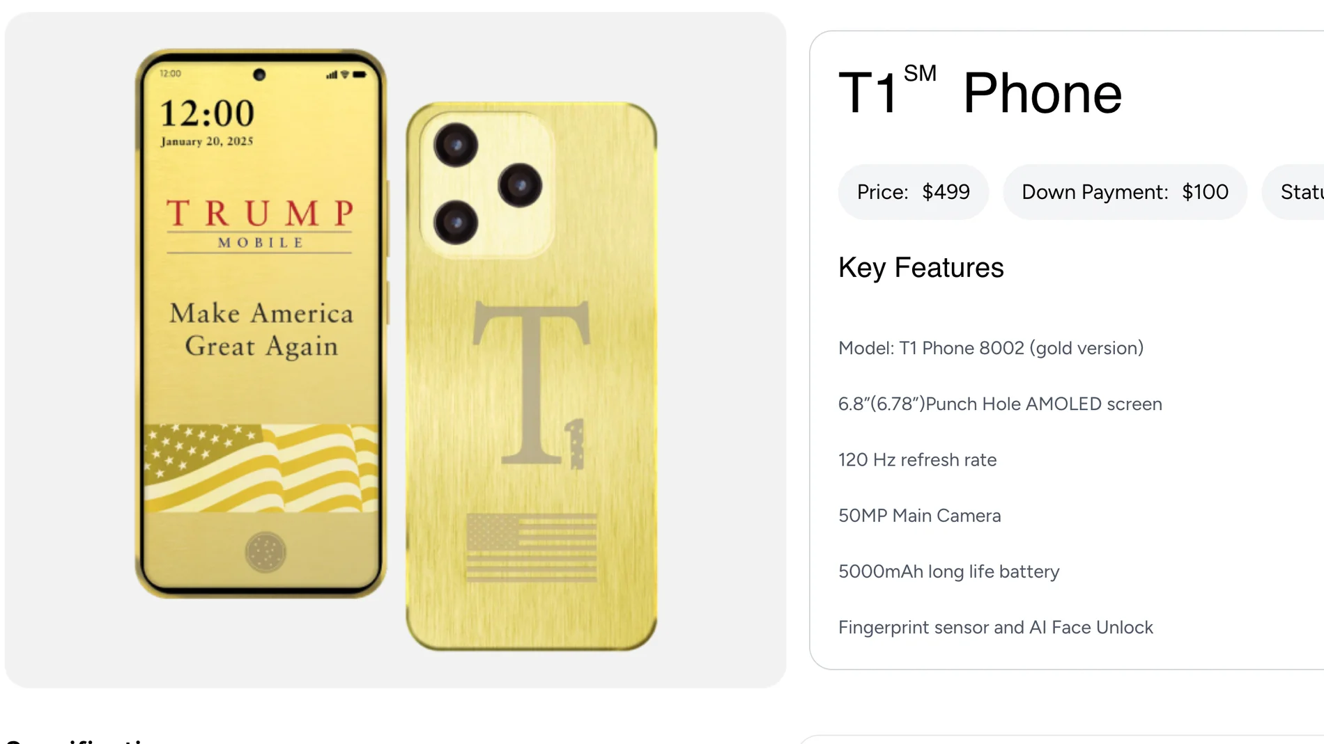 Móvil T1 de Trump Mobile
