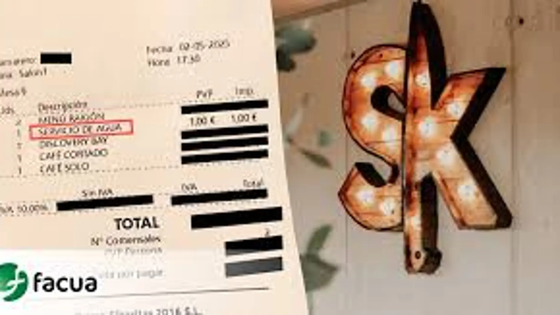 Montaje de la cuenta y del emblema del restaurante vallisoletano