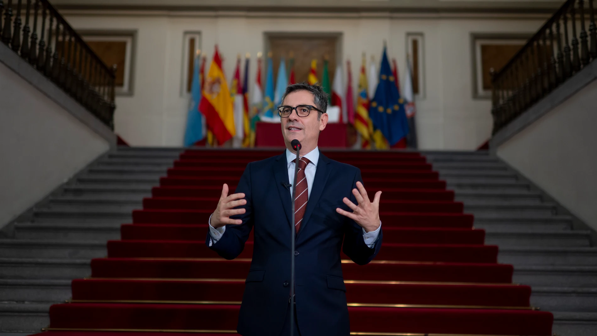 El ministro de Presidencia, Justicia y Relaciones con las Cortes del Gobierno de España, Félix Bolaños, inaugura una jornada de debate en el Centro de Estudios Políticos y Constitucionales sobre la reforma de la Carrera Judicial y Fiscal, a 19 de junio de 2025, en Madrid (España). La jornada tiene como objetivo debatir las novedades del proyecto de ley impulsado por el Gobierno para reformar el acceso y la estructura de la carrera judicial y fiscal. 19 JUNIO 2025;CARRERA JUDICIAL;FISCAL;JUST...