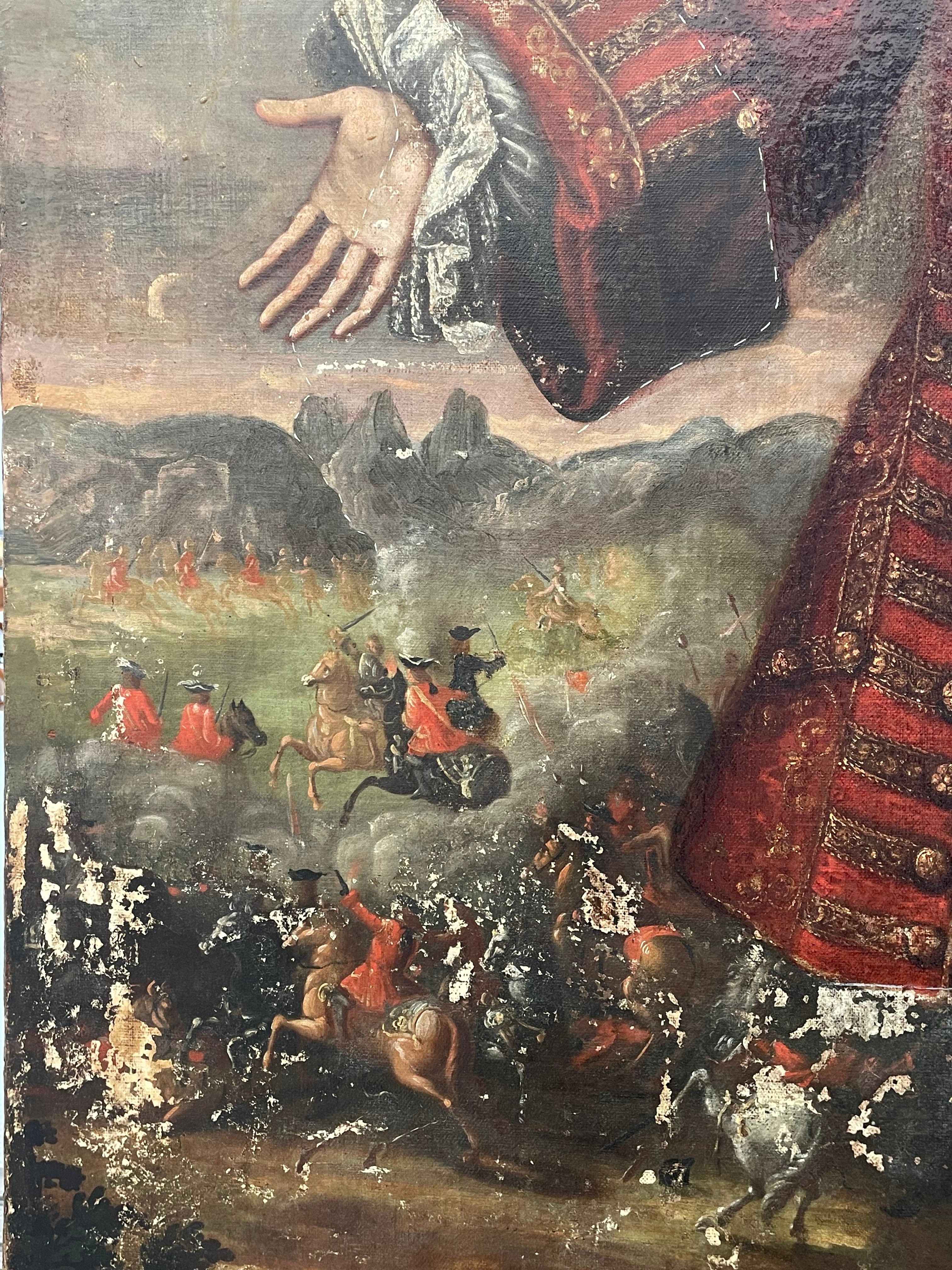 Imagen del estado en el que se encontraba el retrato de Felipe V antes de su restauración