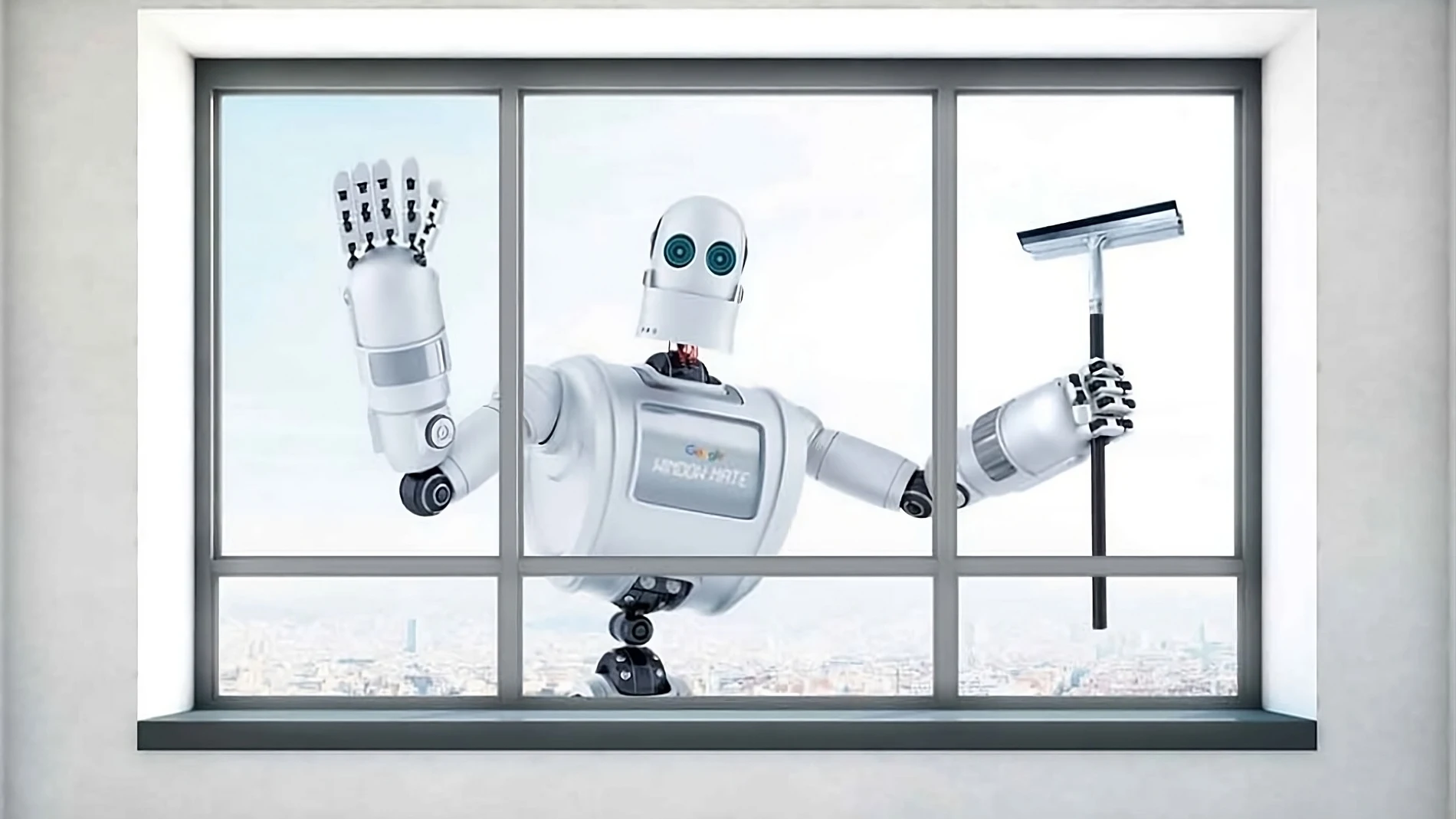 Robot limpiando ventanas