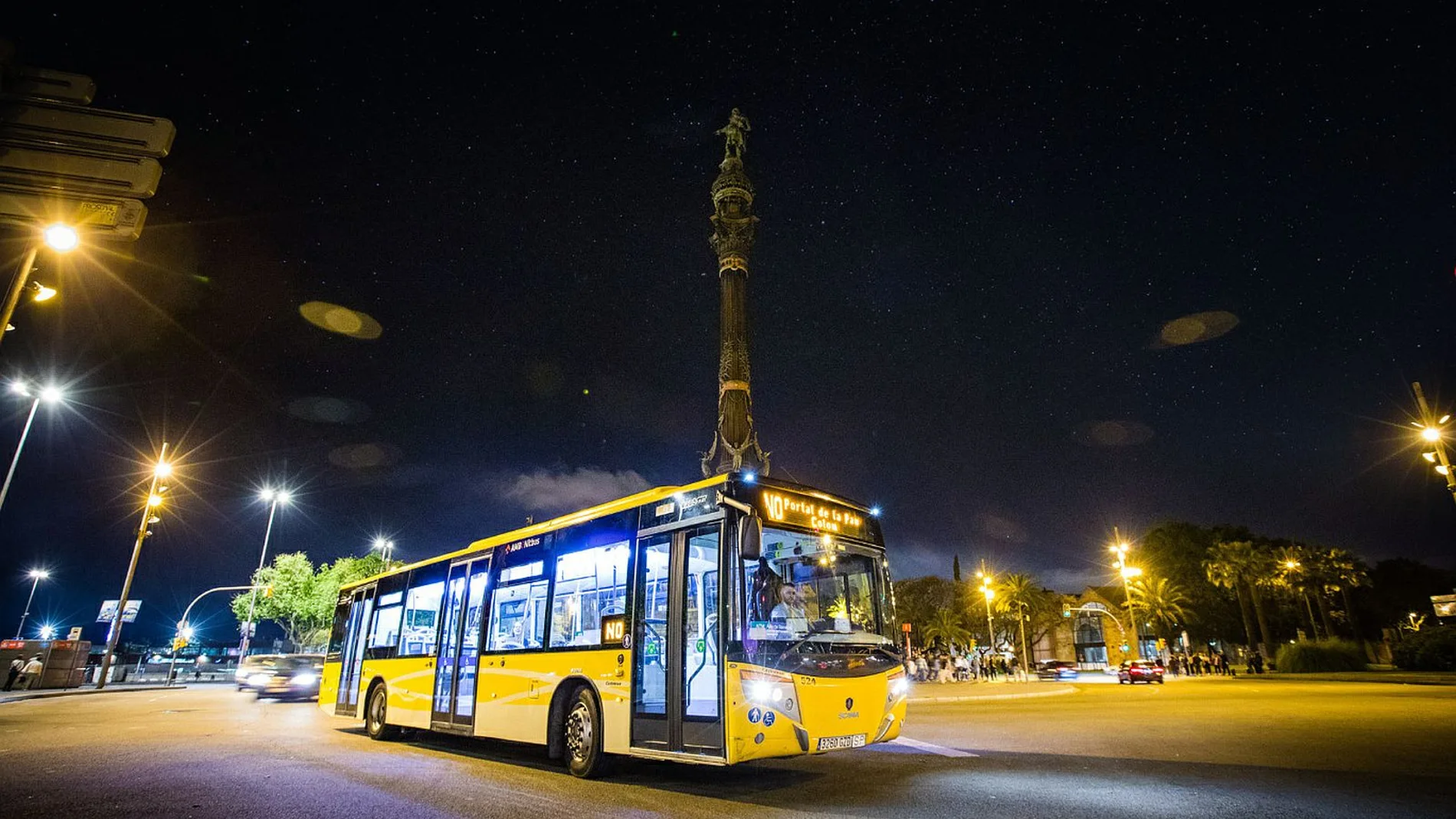 Nit bus de Barcelona durante un trayecto