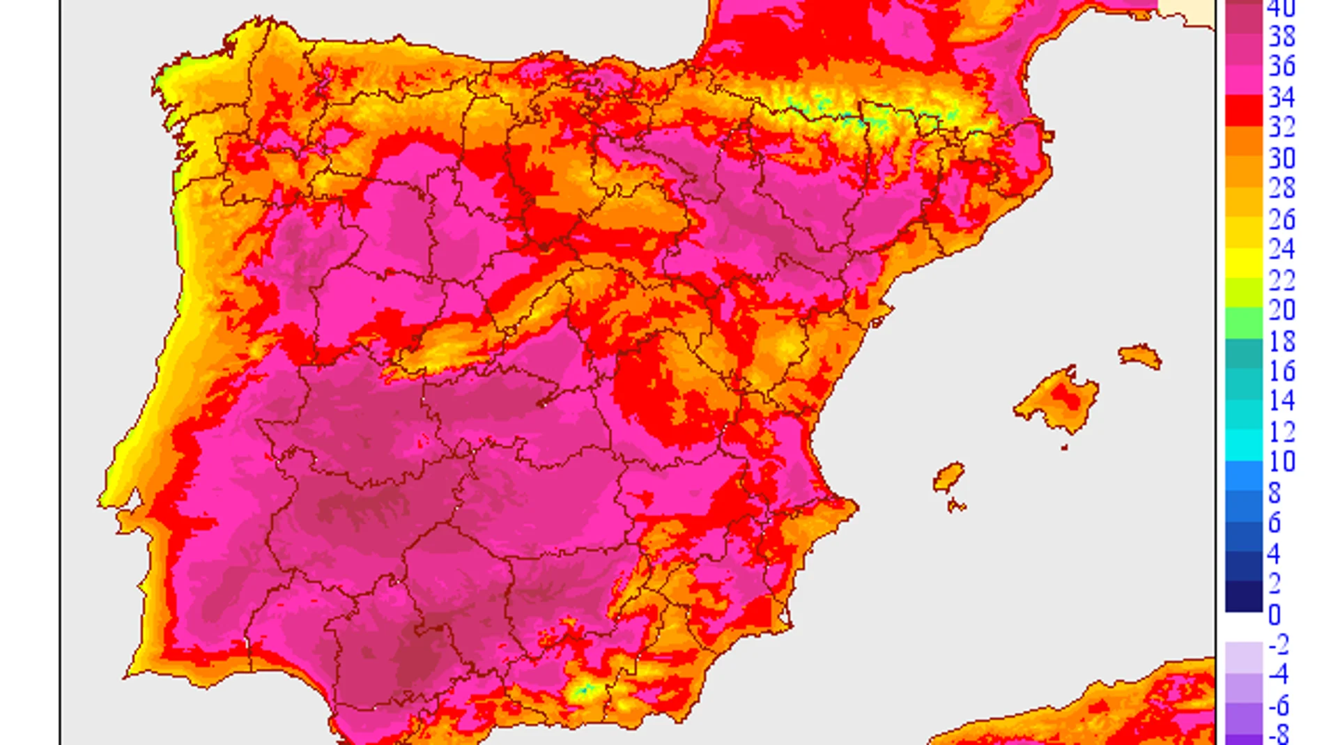 Mapas de temperaturas extremas previstas para este viernes