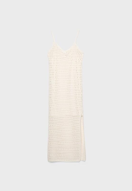 Vestido largo crochet.