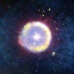 Impresión artística muestra un campo de estrellas de Población III, compuestas solo por hidrógeno y helio (sin metales), tal y como habrían aparecido apenas 100 millones de años después del Big Bang