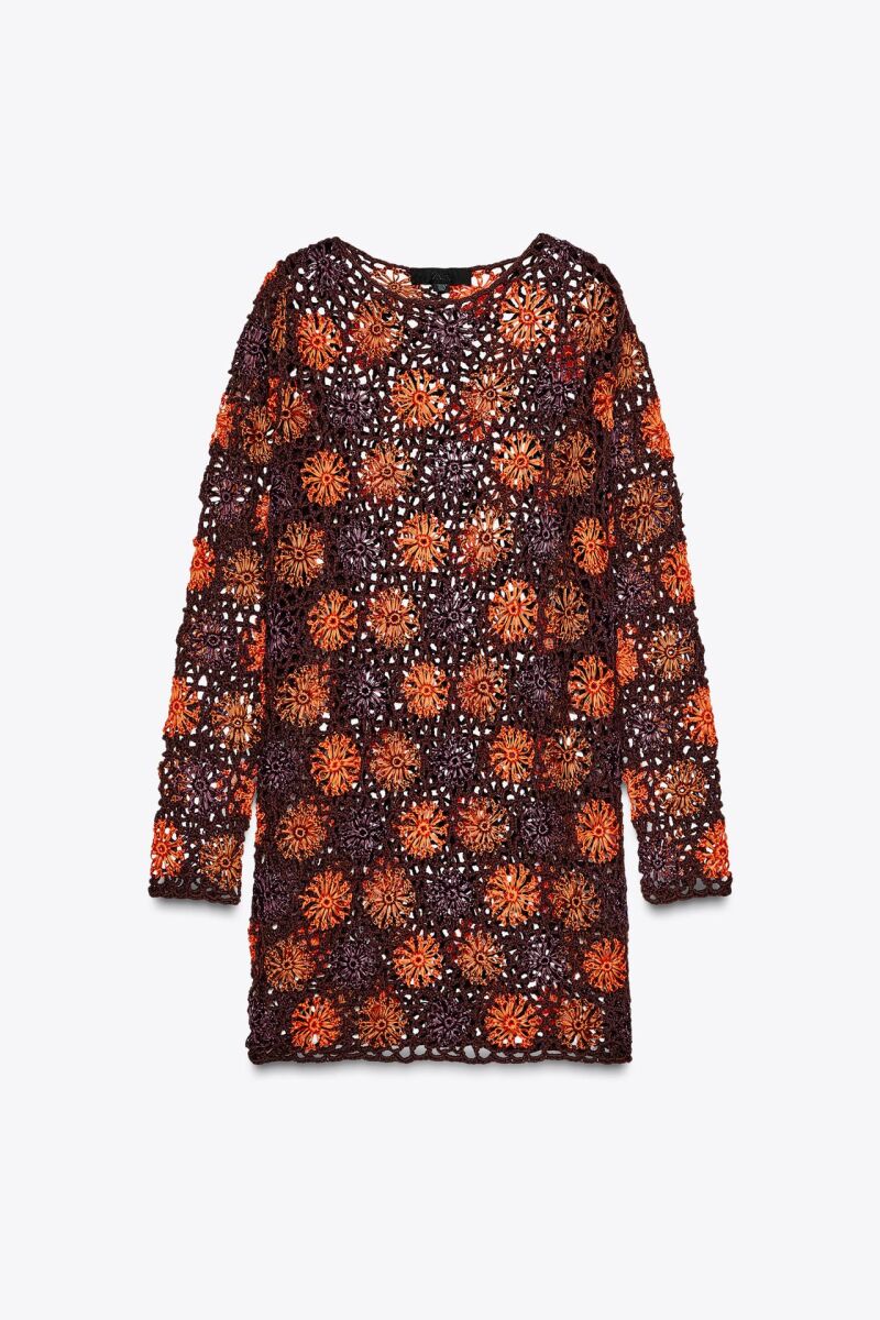 Vestido mini punto crochet.