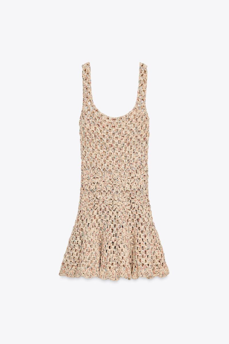 Vestido mini punto crochet.