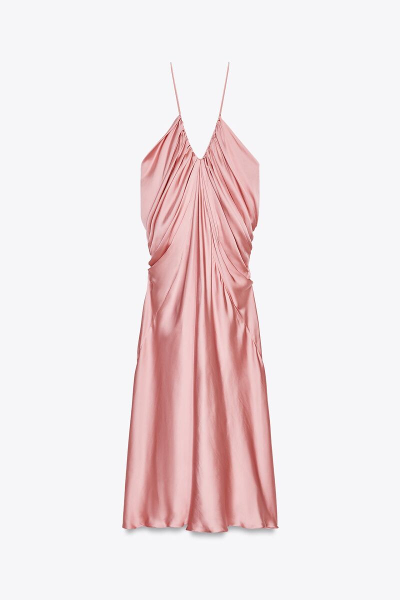 Vestido satinado volumen zw collection.