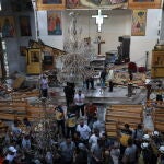 Daños causados en el atentado contra una iglesia cristiana en Damasco