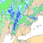 Precipitación acumulada con la llegada en España de la nueva DANA desde el domingo 22 al miércoles 25
