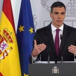 Spanish Prime Minister Pedro Sanchez delivers an institutional declaration