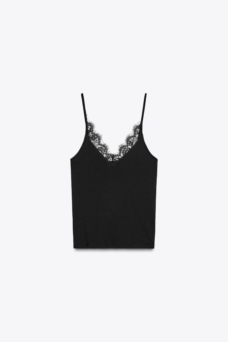 Camiseta rib tirantes encaje.