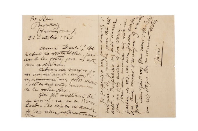 La carta de Joan Miró a Salvador Dalí