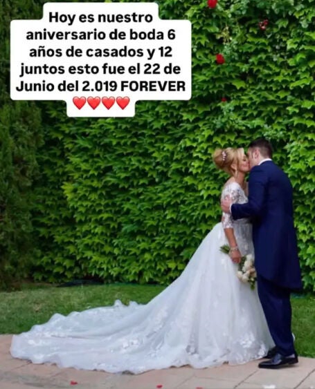 Belén Rodríguez y Miguel Marcos el día de su boda