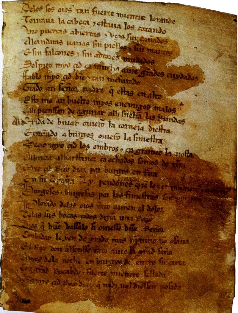 Primera página del manuscrito del 'Cantar del Mío Cid'