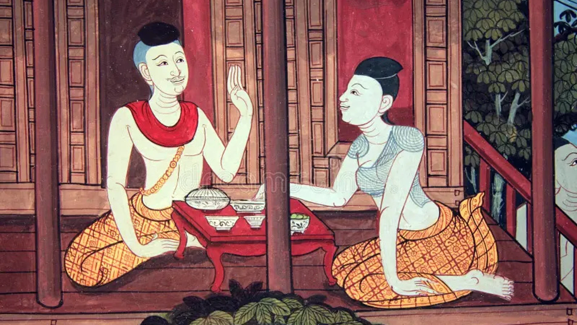 Pintura Tailandesa en el templo de Wat Pho