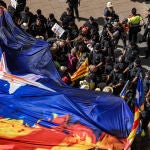 Protesta de la Assemblea Nacional Catalana (ANC) contra la visita de los Reyes a la Abadía de Montserrat 