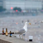 Basura en la playa de Orzán tras la noche de San Juan