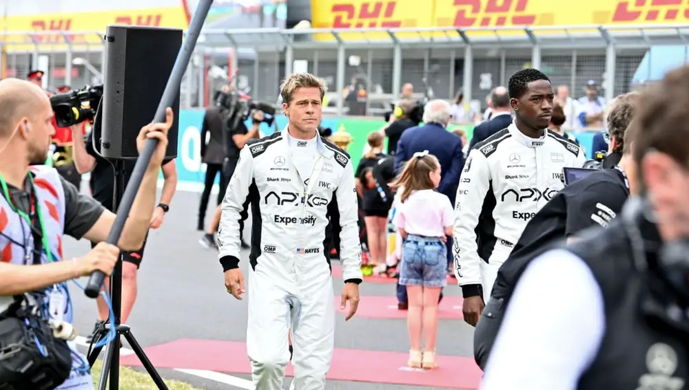 Durante el rodaje de 'F1: La película', con Brad Pitt
