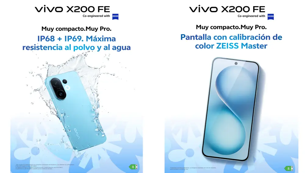 El vivo X200 FE es resistente al agua y al polvo y monta una pantalla de gran calidad