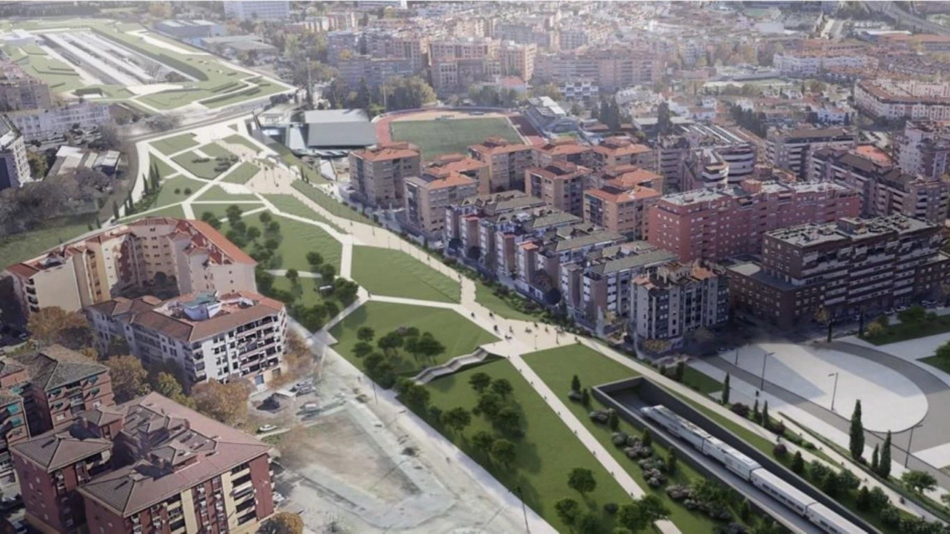 Recreación de la integración del ferrocarril en Granada