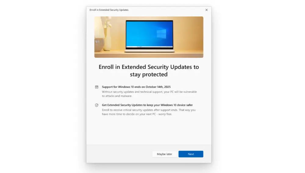 Así es el asitente para registrarte en el nuevo programa de actualizaciones extendidas de Windows 10
