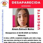 Ainara tiene 13 años y fue vista en Cullera (Valencia) por última vez