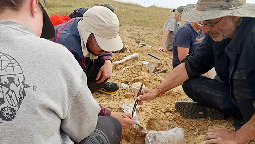Investigadores trabajando en el yacimiento
